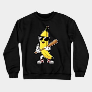 Banana playing baseball fruit lover baseball playser Crewneck Sweatshirt